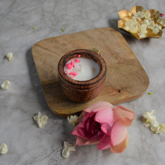 wooden bowl candle