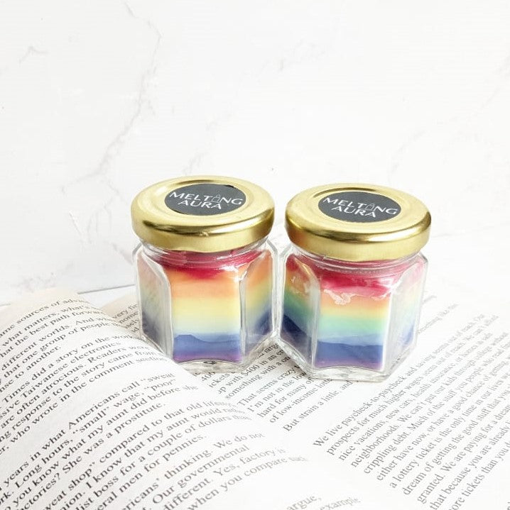 Rainbow jar candle