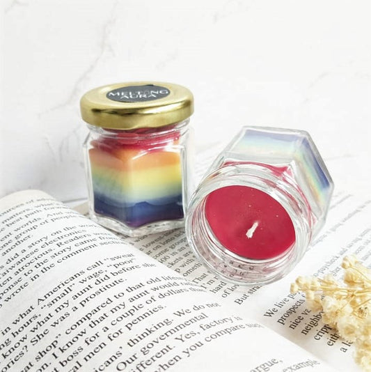 Rainbow jar candle