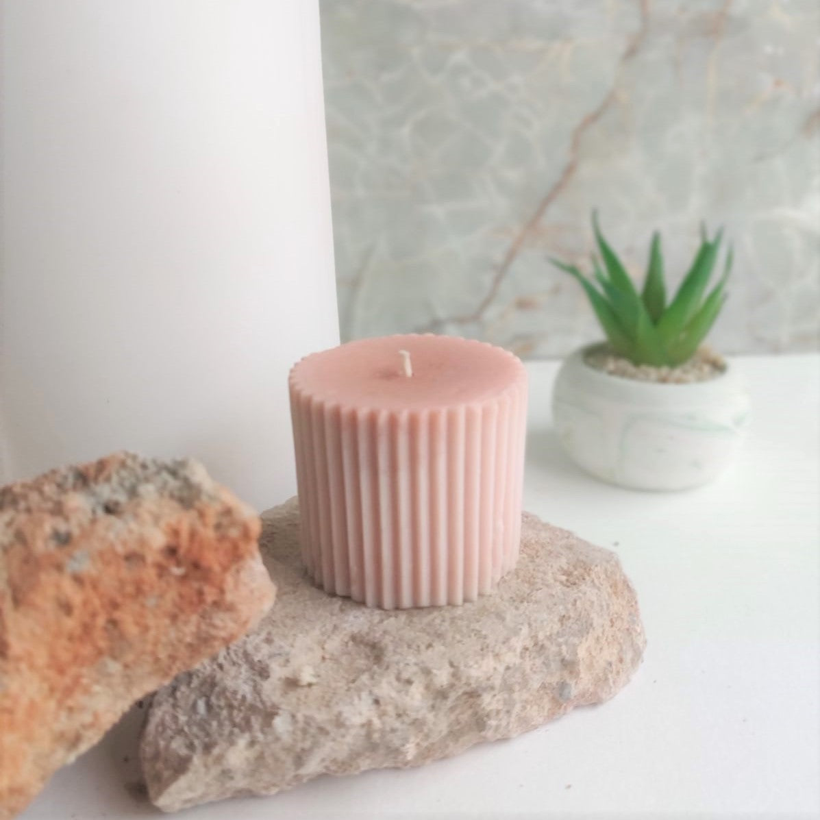 Stripe Pillar candle